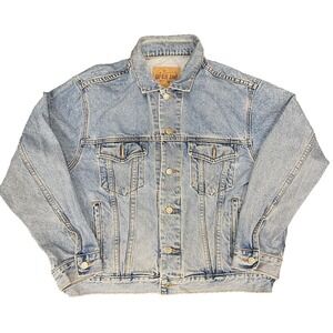 vintage gap denim jacket‎ mens medium blue 1990s horse western native back